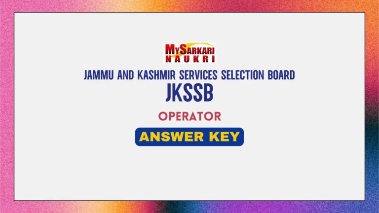 JKSSB Operator Answer Key