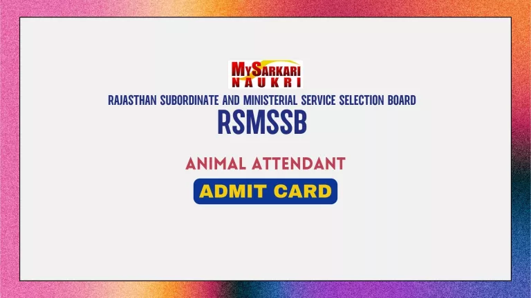 Rajasthan Animal Attendant Admit Card